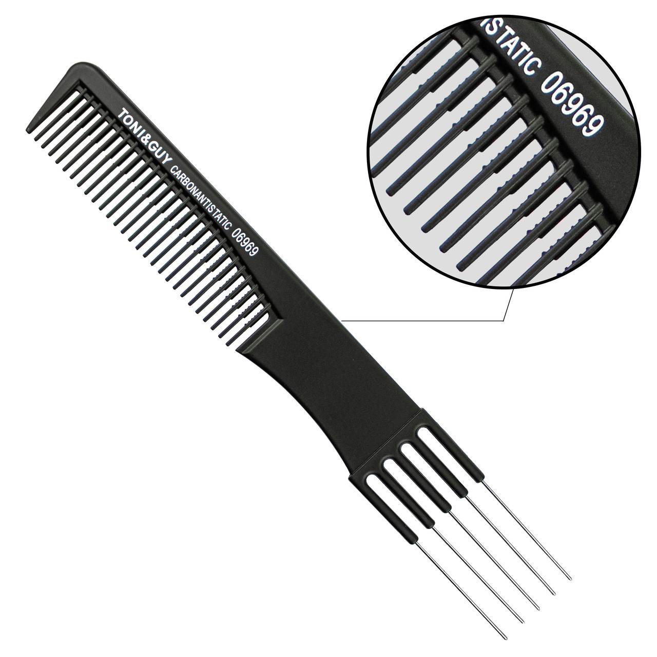 Гребінь Carbon T >G чорний двобічний 06969