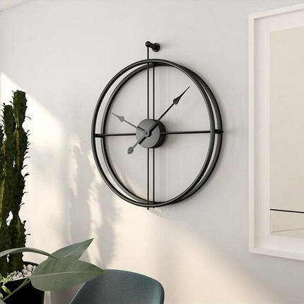 Настінний годинник Ti-Time (55х52 см) лофт Loft1-B-500 металевий чорний, фото 3