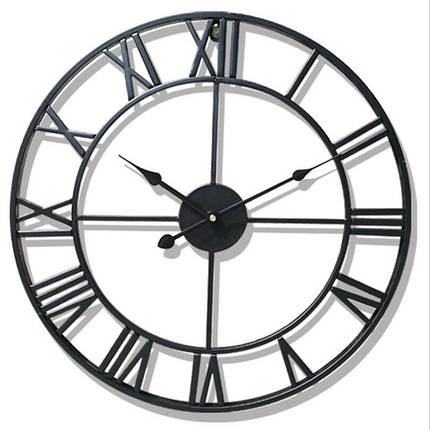 Годинник настінний Ti-Time (50 см) лофт Loft3-B-500 металевий Чорний, фото 1