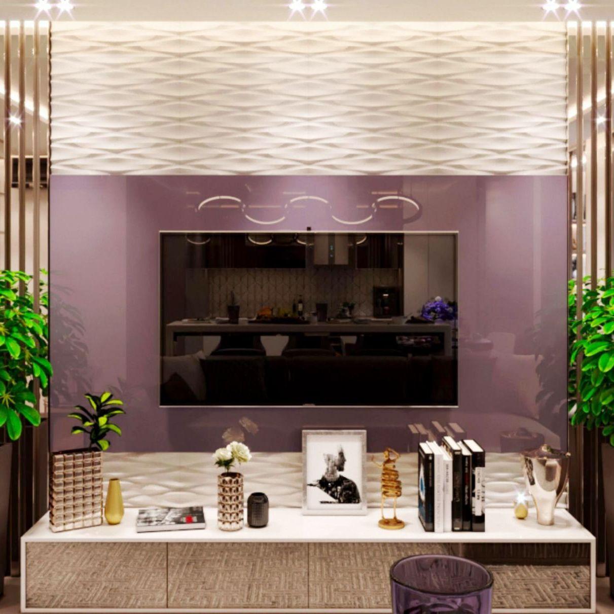 Скляна однотонна стінова панель бузкового кольору, фото 1