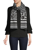 Жаккардовый шарф Calvin Klein с леопардовым принтом и графичным принтом, серого цвета, вереск