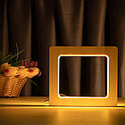 Світильник нічник ArtEco Light з дерева LED "Квадрат" з пультом і регулюванням світла, колір теплий білий, фото 2