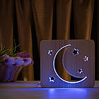 Світильник нічник ArtEco Light з дерева LED "Місяць і зорі" з пультом і регулюванням кольори, RGB, фото 4