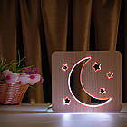 Світильник нічник ArtEco Light з дерева LED "Місяць і зорі" з пультом і регулюванням кольори, RGB, фото 8