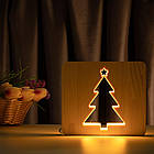 Світильник нічник ArtEco Light з дерева LED "Ялинка" з пультом і регулюванням світла, колір теплий білий, фото 2