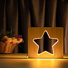 Світильник нічник ArtEco Light з дерева LED "Зірка" з пультом і регулюванням світла, колір теплий білий, фото 2