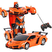 Авто Трансформер Lamborghini Robot Car, радиоуправляемая игрушка, машинка на пульте! + подарок наушники Оранж