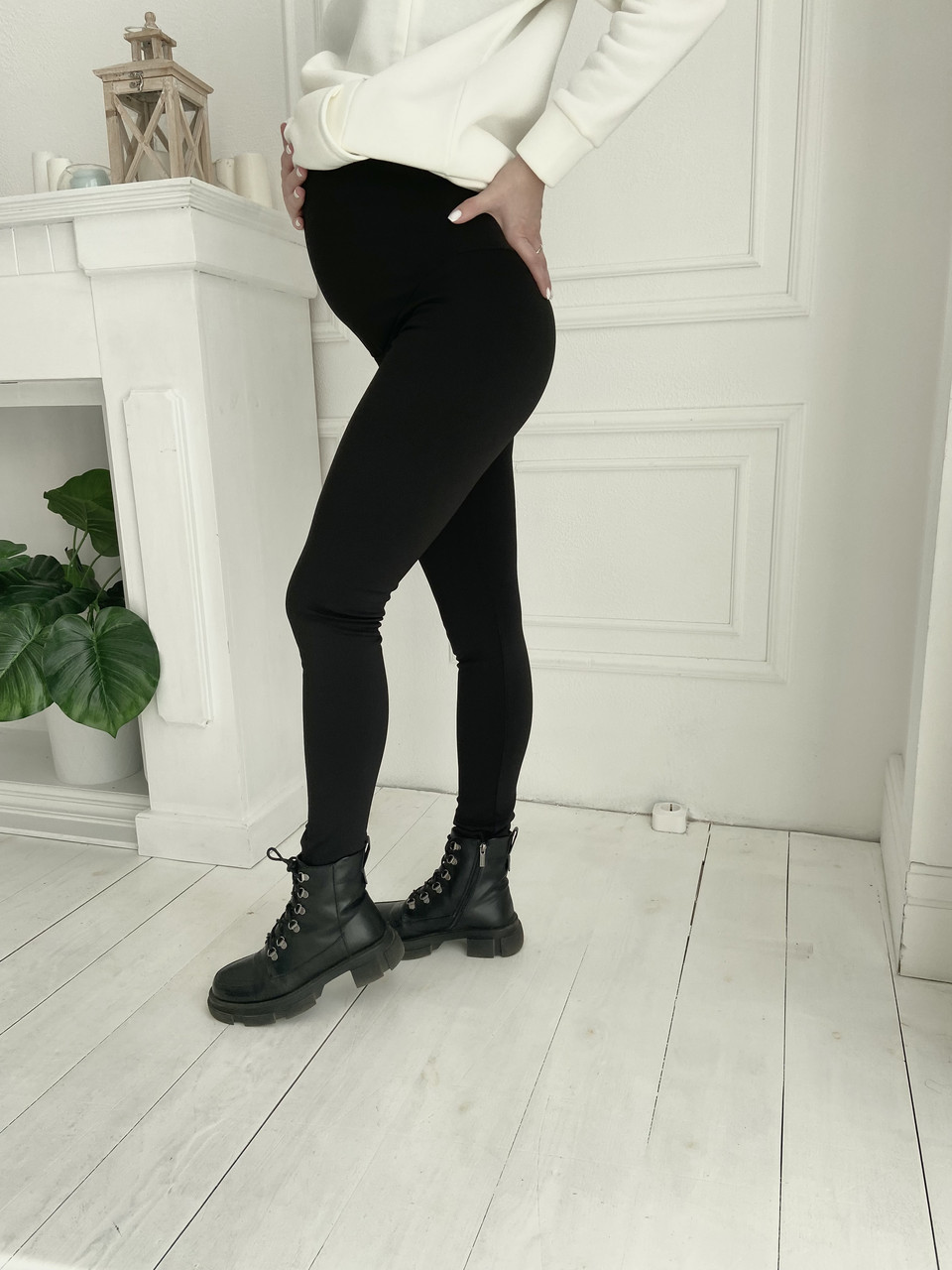 Легінси для вагітних WOW MOM Трикотаж з утепленням із екохутра Чорні M