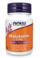 Мелатонин Melatonin 3 mg Now Foods, здоровый сон 30 капсул