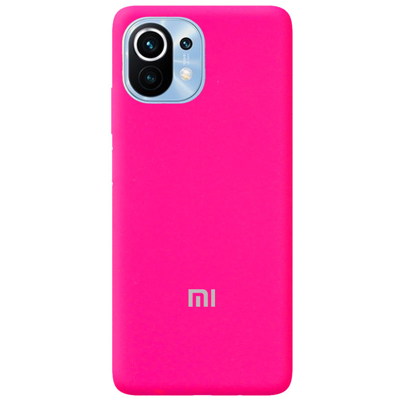 Чохол Silicone case Premium для Xiaomi Mi 11 Lite Shiny Pink (21) яскраво рожевий