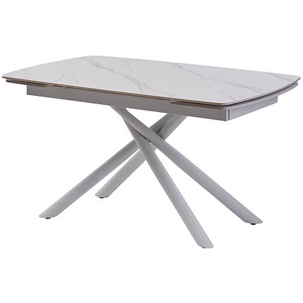 Раскладной обеденный стол Palermo White Marble белая керамика 140-200 см, фото 2