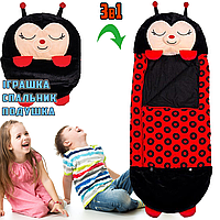 Детский спальный мешок-игрушка подушка Божья коровка Sleeping Bag 3в1 детский спальник 120см Красный