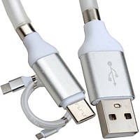 Шнур шт. USB А - шт. USB type C, магнітна намотування, 1, білий