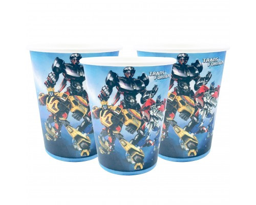 Стаканчики паперові Трансформери (10шт/уп. 250 мл) одноразові дитячі -