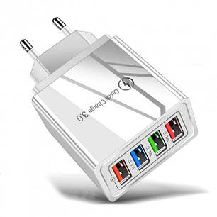 Зарядний пристрій Alitek Classic 4 Port USB: QС3.0 + 3x3.1A White/Grey, фото 1