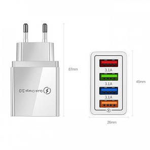 Зарядний пристрій Alitek Classic 4 Port USB: QС3.0 + 3x3.1A White/Grey, фото 4