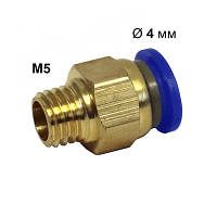 SF-IPC 4-M5 Цанговый штуцер прямой с нар. резьбой M5 для трубки 4 мм