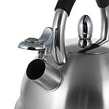 Чайник Kamille 2.7 л з нержавіючої сталі зі свистком KM-1097, фото 3