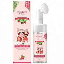 Пінка-мус з щіточкою для вмивання Sersanlove Strawberry Amino Acid Cleanser Mousse з екстрактом полуниці,