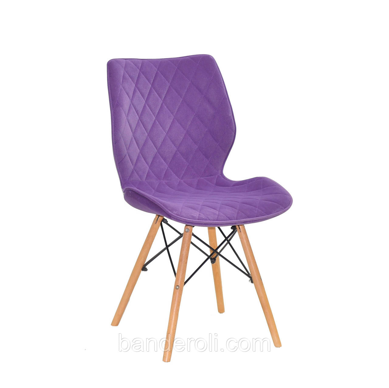 Стілець Nolan велюр пурпур В-1013 на букових дерев'яних ніжках, фото 1