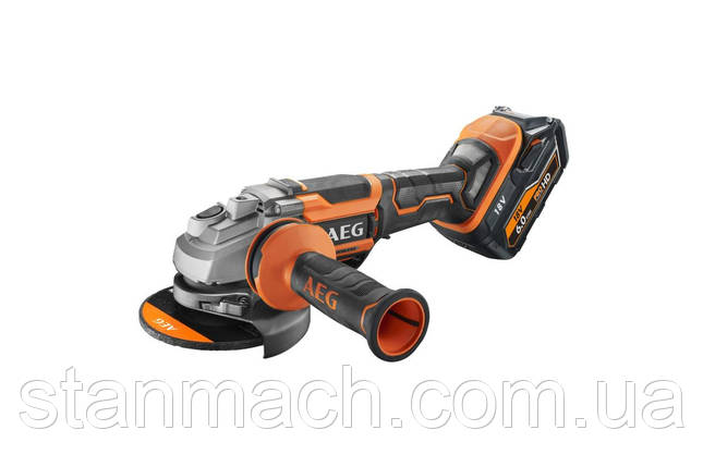 Акумуляторна кутова шліфувальна машина AEG BEWS18-125BL PX-60, 18В, 2х6Аг,Ø125мм, М14, 11000об/хв, 26 мм, 2.6 кг,кейс, фото 2