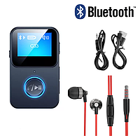 MP3 плеєр кліпсу Bluetooth з екраном + навушники. Кнопка Bluetooth. Мп3 плеєр з блютуз для спорту, бігу YU76-2А