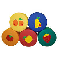 Набір дитячих пуфів Фрукти 5 шт тканина Оксфорд 600D+Аплікація, Ø30х30 см (Тіа-sport ТМ)