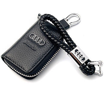 Автонабір №3 для Audi / Брелок і гаманець для автоключів з логотипом (тиснений шкіра)
