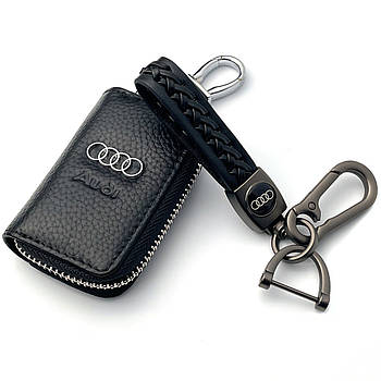 Автонабір №4 для Audi / Брелок з карабиноми гаманець для автоключів з логотипом (тиснений шкіра)