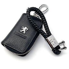 Автонабір №3 для Peugeot / Брелок і гаманець для автоключів з логотипом (тиснений шкіра)