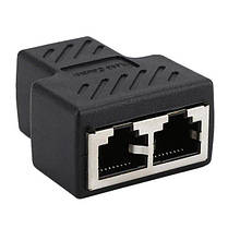 Перехідник-плитер з'єднувач крученої пари мережевий RJ45 LAN 1x2 Female, фото 3