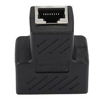 Перехідник-плитер з'єднувач крученої пари мережевий RJ45 LAN 1x2 Female, фото 5