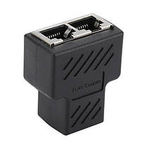 Перехідник-плитер з'єднувач крученої пари мережевий RJ45 LAN 1x2 Female, фото 6