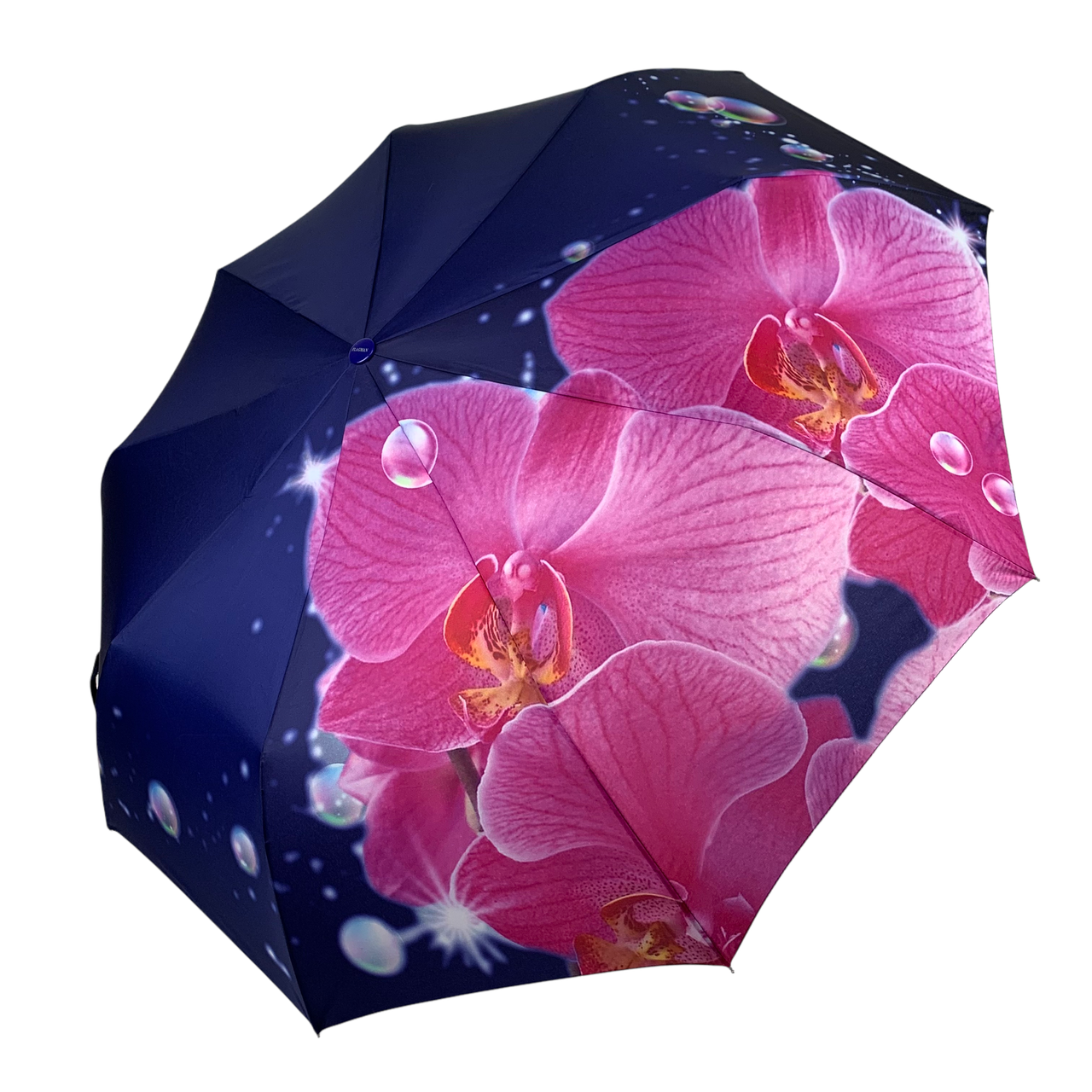 Жіноча парасоля-автомат від Flagman з квітковим принтом на 9 спиць, синій, N0153-1