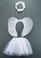 Дитячий карнавальний набір — ангелочка (крила, німб, обка з фатину) 2038