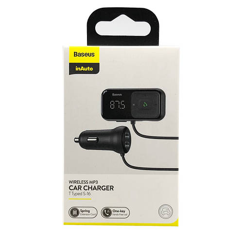 АЗУ/ФММодулятор Baseus T typed S16 wireless MP3 car charger Black