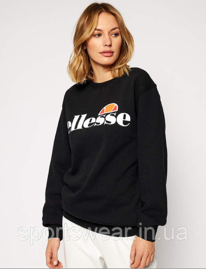 Кофта женская Ellesse Sweatshirt Свитшот черный свободный с лого Эллис Пайта Элис весенняя \ летняя \ зимняя - фото 4 - id-p1542031376