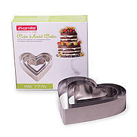 Набір з 3 форм Kamille для викладки/вирубки "Серце" 10х10/15х15/20х20см KM-7776