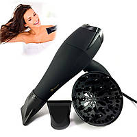 Фен для волос "Domotec MS-0218" 3000W, Черный профессиональный фен с диффузором - сушка для волос (TO)
