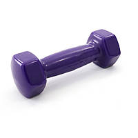 Гантель для фитнеса виниловая цельная (неразборная) OSPORT Profi 1.5 кг (FI-0105-4) Фиолетовый