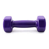 Гантель для фітнесу вінілова цільна (нерозбірна) OSPORT Profi 2 кг (FI-0105) Фіолетовий, фото 3