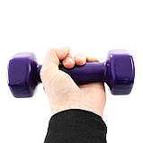 Гантель для фітнесу вінілова цільна (нерозбірна) OSPORT Profi 2 кг (FI-0105) Фіолетовий, фото 4