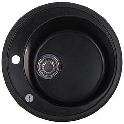 Мийка для кухні ZERIX гранітна 510x510мм кругла чорна ZX4532