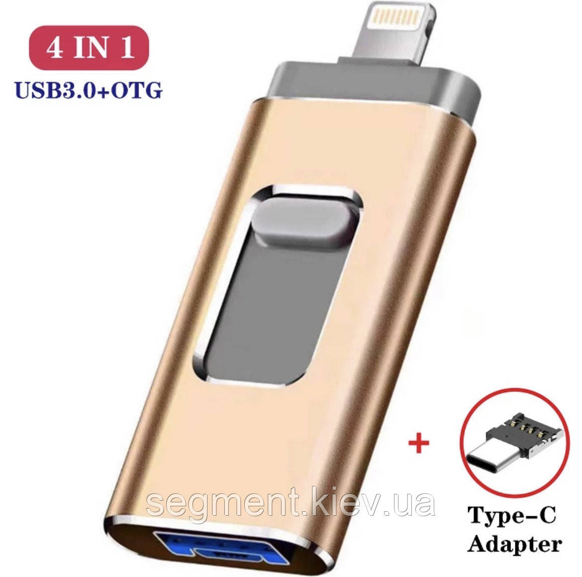 OTG Флеш-накопичувач USB type-c, для iphone, Android, Lightning, ios, 32 ГБ USB 3,0