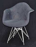 Кресло Leon Soft WT-ML антрацит К-8 вискоза на металлических белых ножках, Eames DAR Armchair