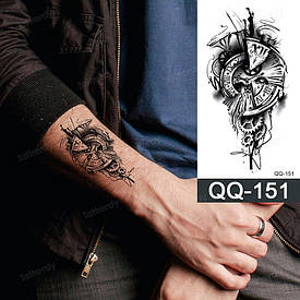 Флеш Тату. 11*6 См. Тимчасова. Перевідна. Механіка, Годинник, Qq-151 (S)