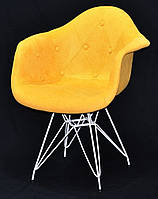 Кресло Leon Soft WT-ML желтый W-4 на металлических белых ножках, Eames DAR Armchair