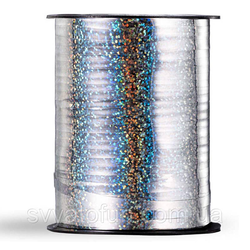 Стрічка для куль металізована голограма срібло 135 м Україна