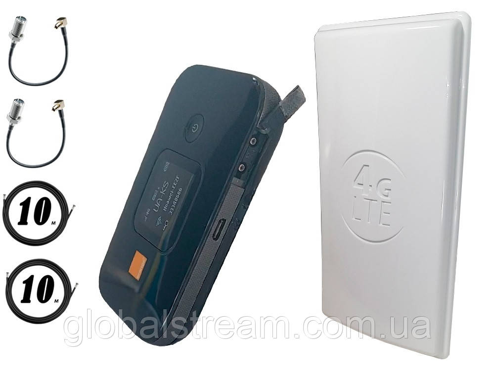 Комплект для 4G/LTE/3G з Huawei e5577s-321 (рос) + 3000 mAh і Антена планшетна MIMO 2×24dbi (48дб)