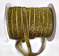 Стрічка оксамитова з люрексом10 мм, колір золото